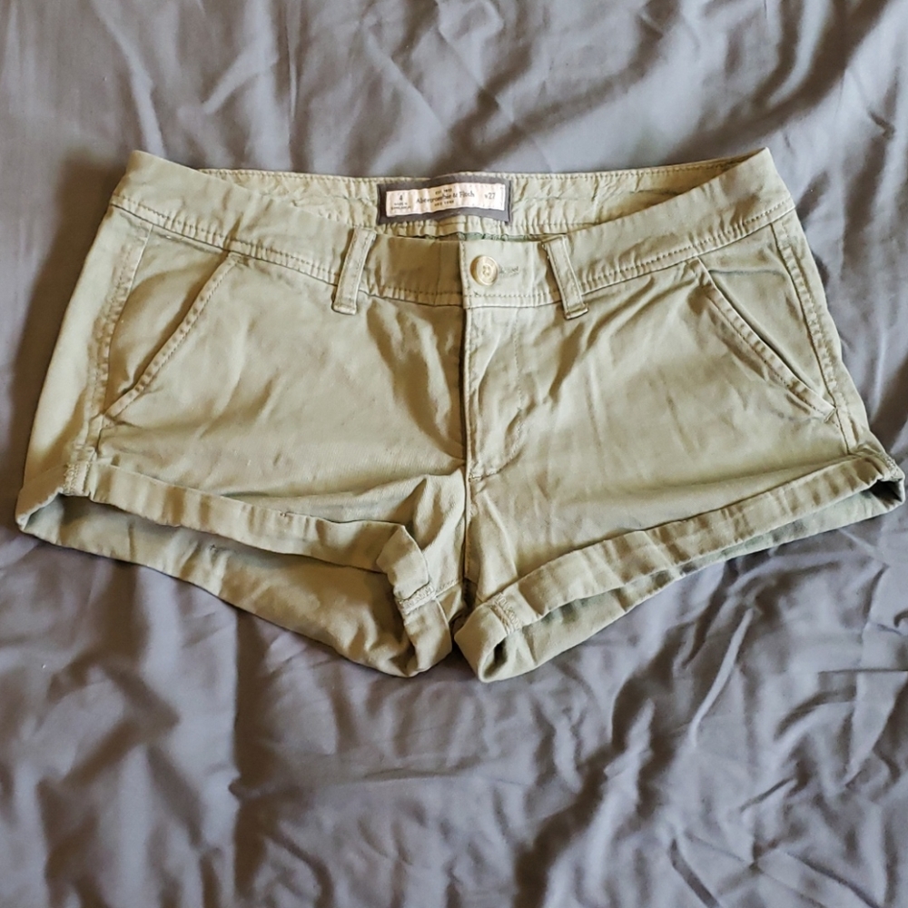 A&F Light Green Khaki Short Shorts